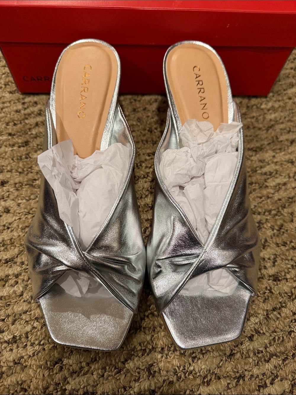 Carrano Silver Knotted Mule Sandals-10